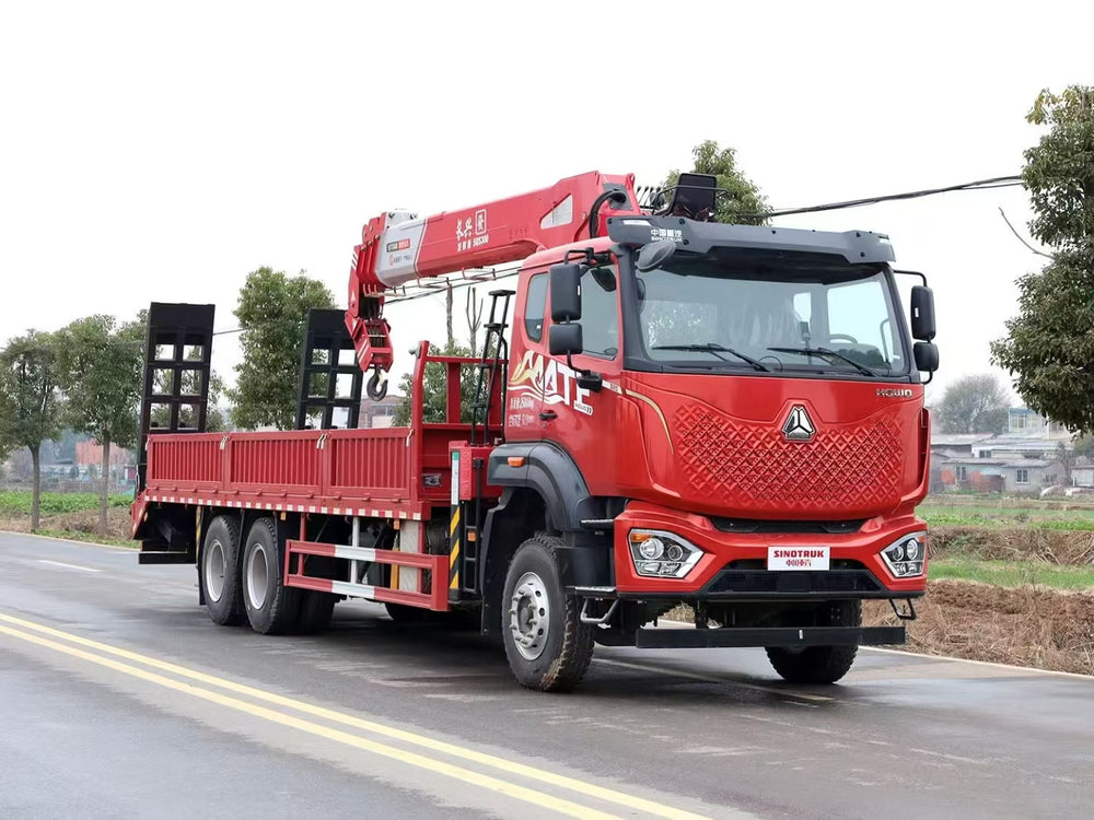 HOWO 12T truck-mounted crane with ladder at the rear