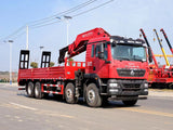 HOWO 8X4 25-ton folding boom crane with a ladder in the cargo box can transport construction machinery and equipment