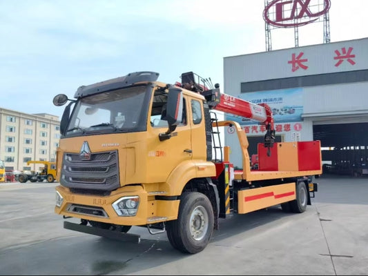 HOWO 4x2 8 Ton Flatbed Wrecker Truck Mounted Crane