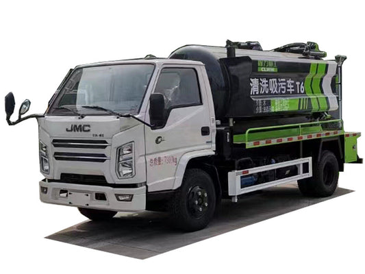 JMC 4x2 sludge transport truck  2 square water tank 4 square waste tank