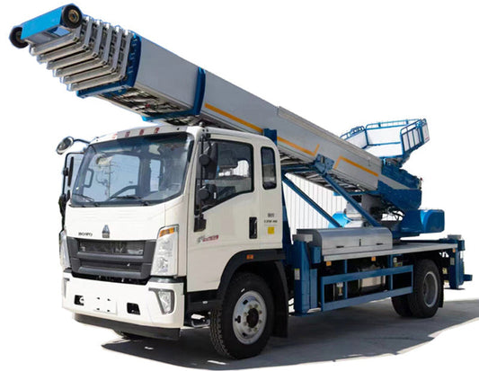 Howo 45 meters 4 x2 aerial ladder moving operation truck